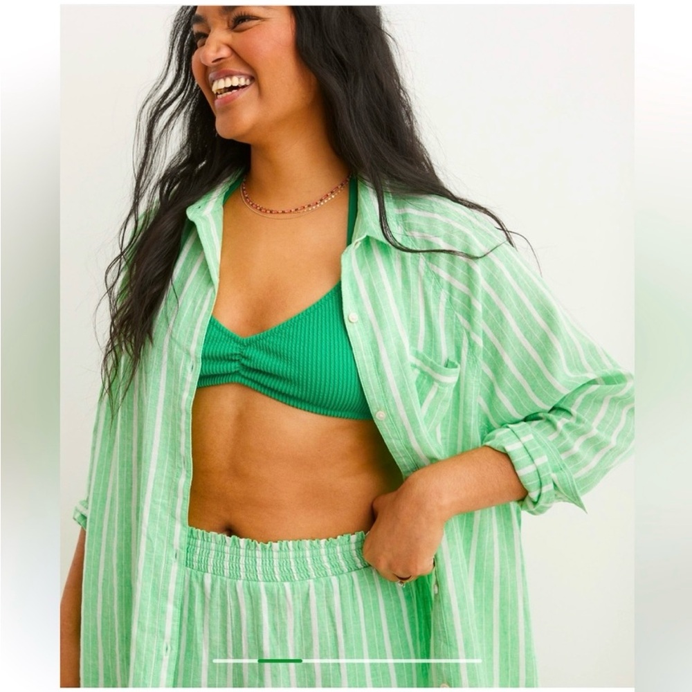 Aerie Pool to Party Linen Blend Top